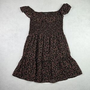 Lulus Say So Black Floral Print Smocked Off-the-Shoulder Mini Dress